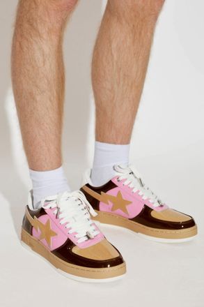 A Bathing Ape Leather Sports Shoes With Logo, Mens, Brown