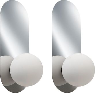 Beliani Conjunto de 2 l&aacute;mparas de pared plateado