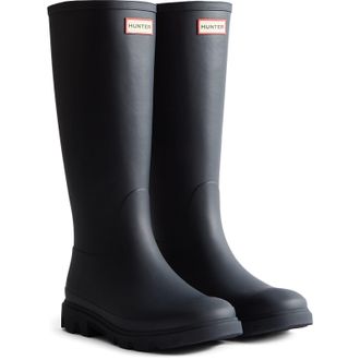Hunter Downpour Tall Boot Rubber Womens Navy Wellington Boots - Size UK 6