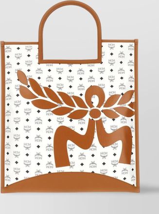 MCM coated canvas tote bag with leather handles
