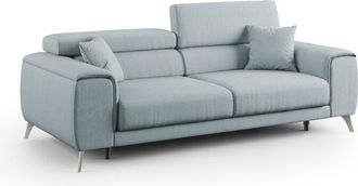 Divani.Store Fusion Sof&aacute; Con Asientos Deslizantes En Tela Suave Antimanchas 185 Cm Azul Claro