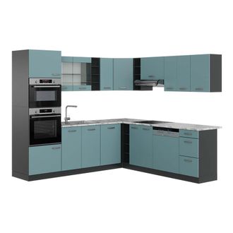 Vicco Cocina Esquinera R-line, Gris Azulado/antracita, 237 X 247 Cm, Et M&aacute;rmol, Vicco