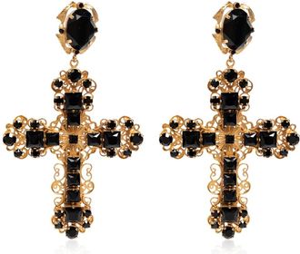 Dolce & Gabbana Religieuze Motief Clip-On Oorbellen - Dames - Oorbellen - Geel - ONE Size - Accessoires