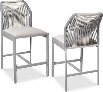 Best Choice Products Set of 2 Indoor Outdoor Counter Height Barstools w/ All-Weather Rope & Aluminum