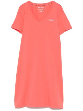 DKNY V-neck performance dress - women - Elastane/Cotton - L - Orange