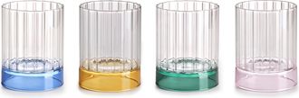 IVV cuatro nota set 4 vasos agua vidrio borosilicato base coloreada rosa-azul-verde-&aacute;mbar) cl-33