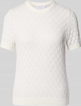 Jake*s Strickpullover mit kurz&auml;rmeligem Design in Offwhite, Gr&ouml;&szlig;e 46