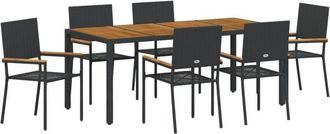 vidaXL Vidaxl - Garden Dining Set 5 pcs Black 150 x 90 x 75 cm Poly Rattan