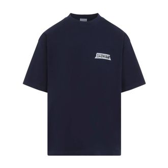 Balenciaga Medium Fit T-Shirt - Heren - Tops - Blauw - Maat: L Katoen
