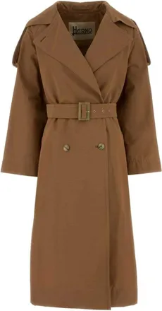 Herno Jassen, Dames, Bruin, S, Katoen, Trenchcoat