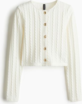 H&M Cardigan in Zopfstrick - Cremefarben