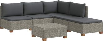 vidaXL 6 Uds. Conjunto De Lounge De Rat&aacute;n Con Cojines Gendt Gris Kubu Vidaxl