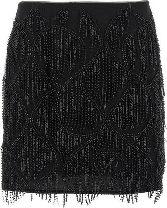 Rotate Beaded Fringed Skirt - Dames - Korte rokken - Zwart - L - Pailletten - Rokken