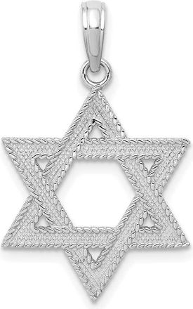 Diamond2Deal 14K White Gold Textured Star Of David Charm Pendant