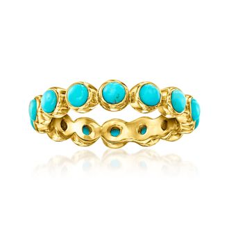 Ross-Simons Turquoise Eternity Band in 18kt Gold Over Sterling