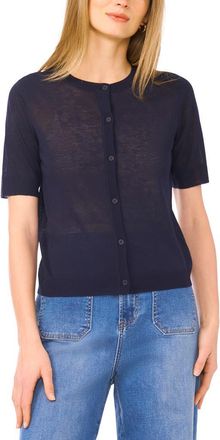 Vince Camuto Sheer Short Sleeve Cardigan in Classic Navy at Nordstrom, Size X-Large