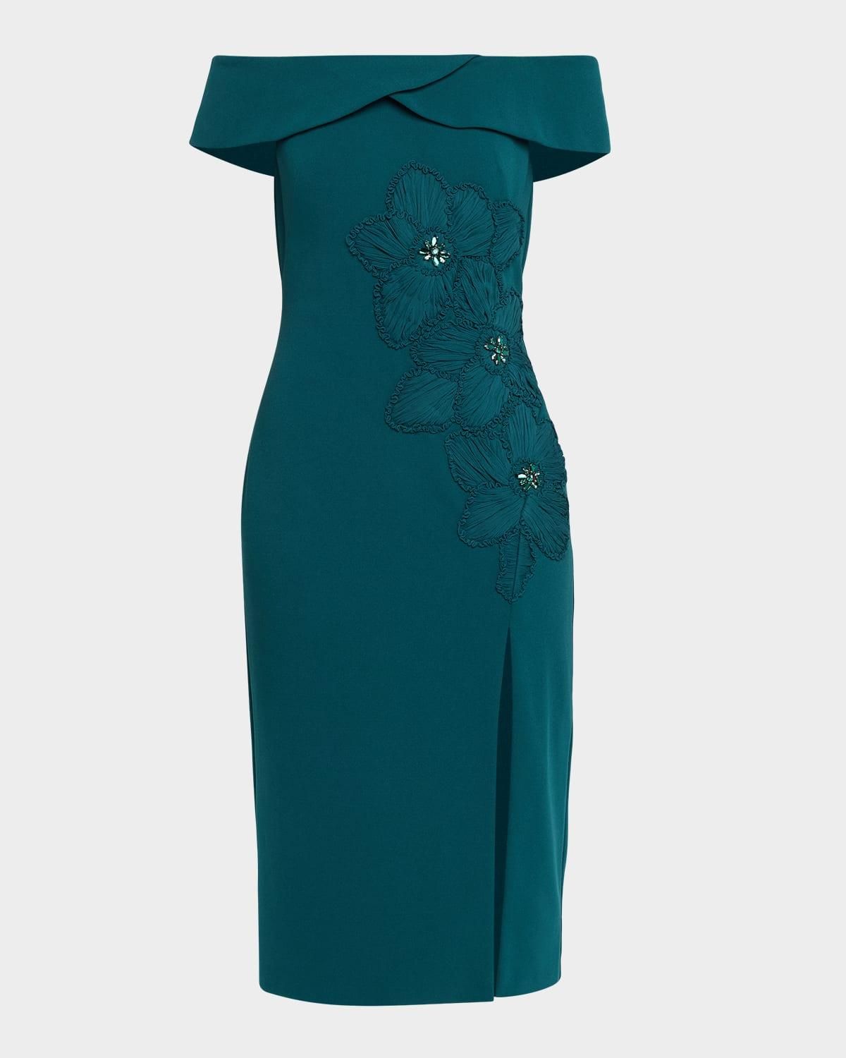 knee length dresses for ladies Black Sleeveless Mikado Fit And Flare Midi Dress With V-Back main image 1