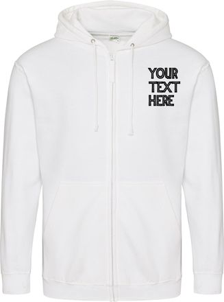 Generic Personalised Workwear Logo Text Embroidered Awdis Zoodie JH050 Zipup Hoodie Workwear Multicolor Hoodie(XL, ArcticWhite)