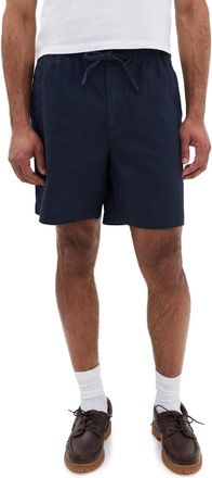 Barbour Mens Cotton Linen Relaxed Shorts, Navy, Medium