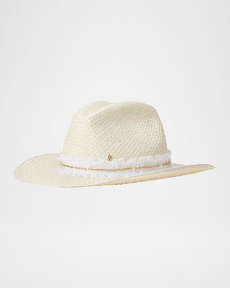 Maison Michel Austin Denim Strass Straw Cowboy Hat