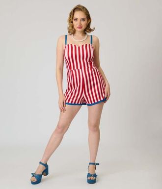 Unique Vintage 1960s Ossining Romper in Red & White Stripe at Nordstrom, Size X-Large