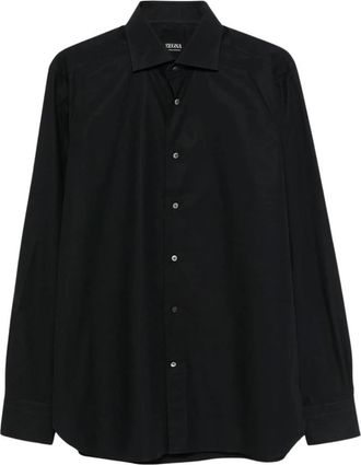 Ermenegildo Zegna Lange Mouw Dress Shirt - Heren - Zakelijke Overhemden - Zwart - M - Overhemden