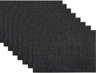 OEM Juego De 6 Manteles Individuales De Vinilo Tejido, Lavables, Resistentes Al Calor, Aptos Para Uso Interior Y Exterior, Color Negro