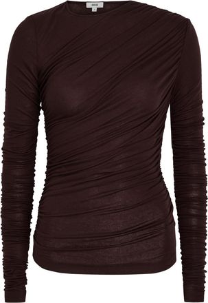 A Gold E Agolde Tania Ruched Stretch-jersey top - Dark Brown - S (UK8-10 / S)
