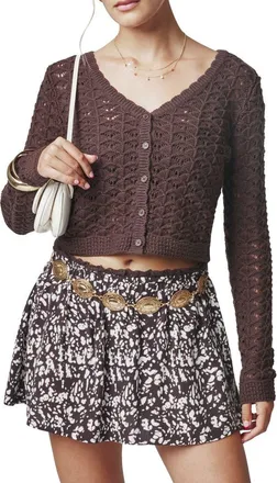 Florence By Mills Textured Knit Cropped Cardigan in Canyon Brown at Nordstrom, Size Xx-Small