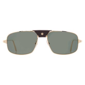 Cartier Santos de Cartier Polarized Green Rectangular Mens Sunglasses CT0193S 002 60