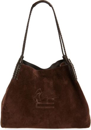Etro Medium Libra Suede Shopping Tote in Dark Brown at Nordstrom