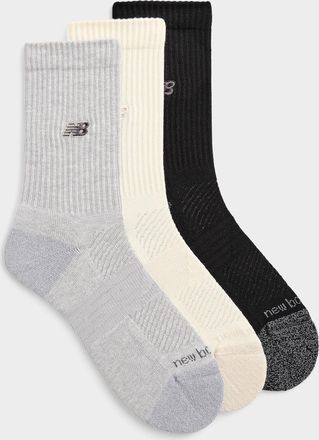 New Balance Mens Embroidered-logo padded ribbed socks 3-pack