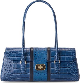 Brahmin Dayan Embossed Leather Shoulder Bag in Retro Blue at Nordstrom