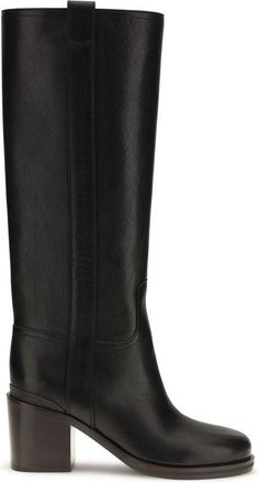 Brunello Cucinelli Black Calf Leather Bos Taurus High Heel Womens Boots