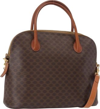 Celine Vintage Macadam Handbag Canvas And Leather Brown Canvas Handbag (Pre-Owned)