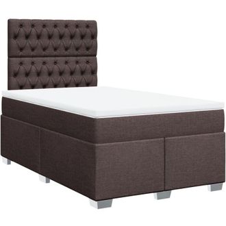 vidaXL Vidaxl - Cama Box Spring Con Colch&oacute;n Tela Marr&oacute;n Oscuro 120x190 Cm