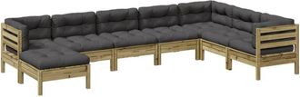 vidaXL Set De Sof&aacute;s Jard&iacute;n 8 Pzas Con Cojines Madera Pino Impregnada Vidaxl
