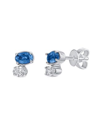 Sabrina Designs 14K 0.94 Ct. Tw. Diamond & Sapphire 2-Stone Stud Earrings