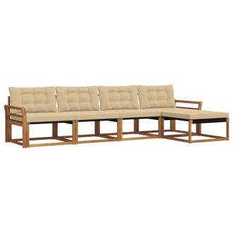 vidaXL Conjunto De Sof&aacute;s De Exterior Con Coj&iacute;n 5 Pcs Natural Y Beige Vidaxl