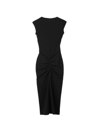Jacquemus Black Fitted High-Neck Ruched Midi Dress