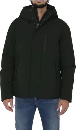 Save The Duck Donkergroene Hoodie met Hoge Kraag - Heren - Winterjassen - Groen - XS - Jassen