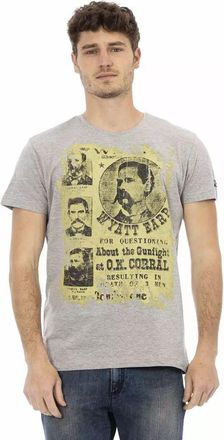 Trussardi Mens Graphic Tee Wyatt Earp Style - Grey Cotton - Size Medium