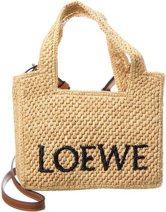 Loewe Font Mini Raffia Tote