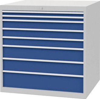OEM Armario De Cajones Al1019xan1005xf736mm Gris Claro / Azul Se&ntilde;al 8 Cajones, Extensi&oacute;n Completa