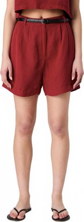French Connection Birdie Linen Walking Short In Brick Red