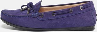 Tod's Tods Blue Nubuck Leather Bow Driver Loafers