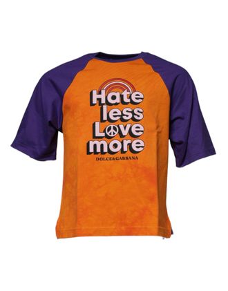Dolce & Gabbana Mens Orange Purple Graphic Print Short Sleeves T-Shirt Cotton
