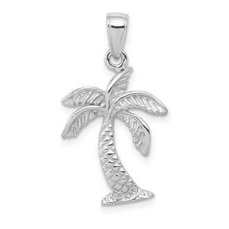 Diamond2Deal 14K White Gold Palm Tree Pendant