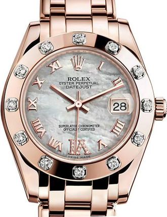 Rolex Lady-Datejust Pearlmaster Mother Of Pearl Dial 18K Everose Gold Automatic Ladies Watch 81315MDPM