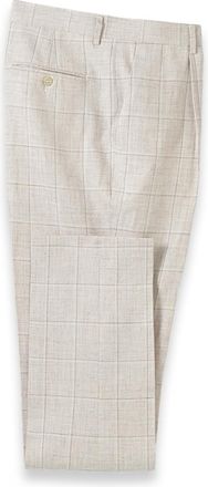 Paul Fredrick Windowpane Linen Blend Single Pleat Suit Pants